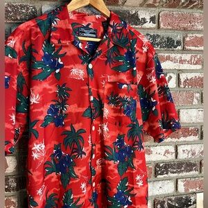Men’s Vintage Hawaii Floral VECTOR button down Mesh Jersey Shirt